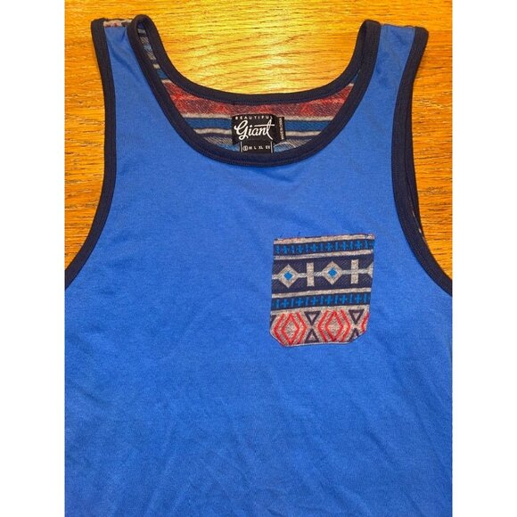 Beautiful Giant Retro Blue & Tribal Pattern Sleeveless Tank Top - Picture 2 of 3